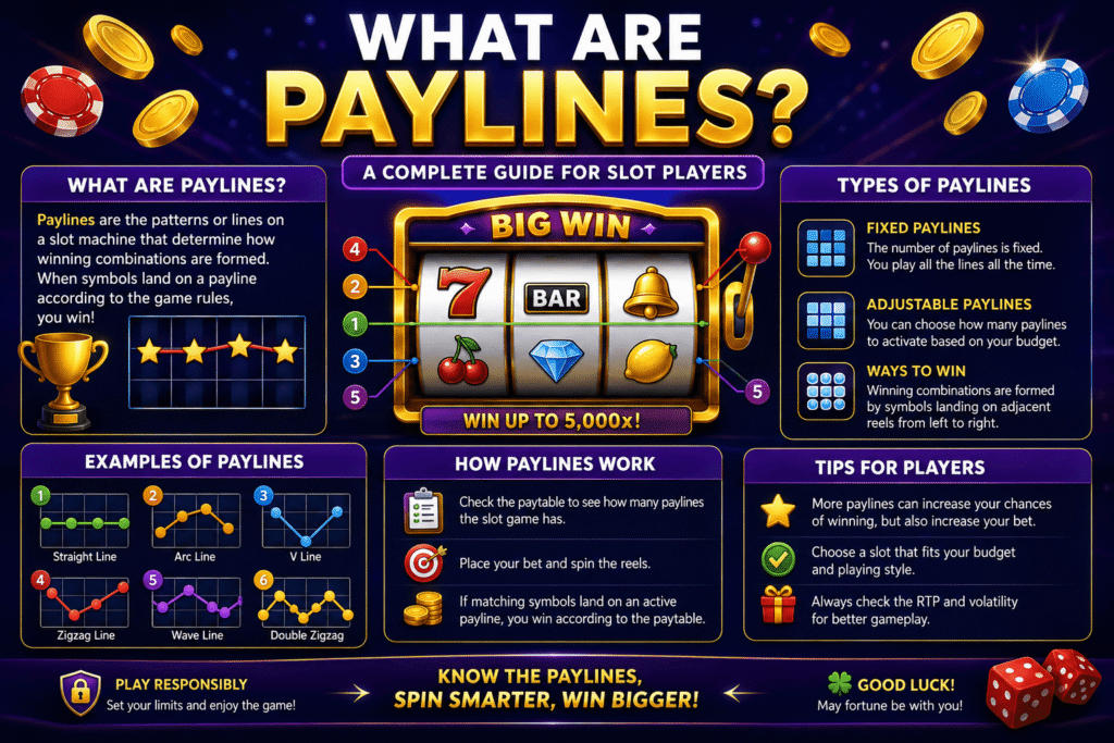 เส้นจ่ายเงิน (Paylines) คืออะไร