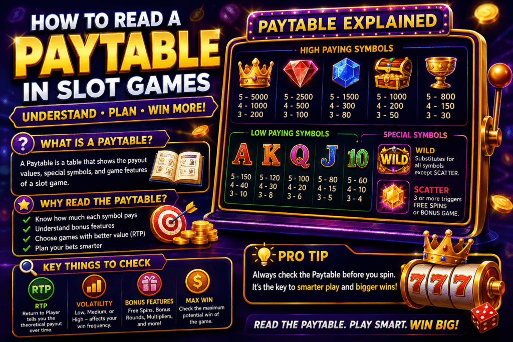 ตารางการจ่ายเงิน (Paytable) อ่านอย่างไร